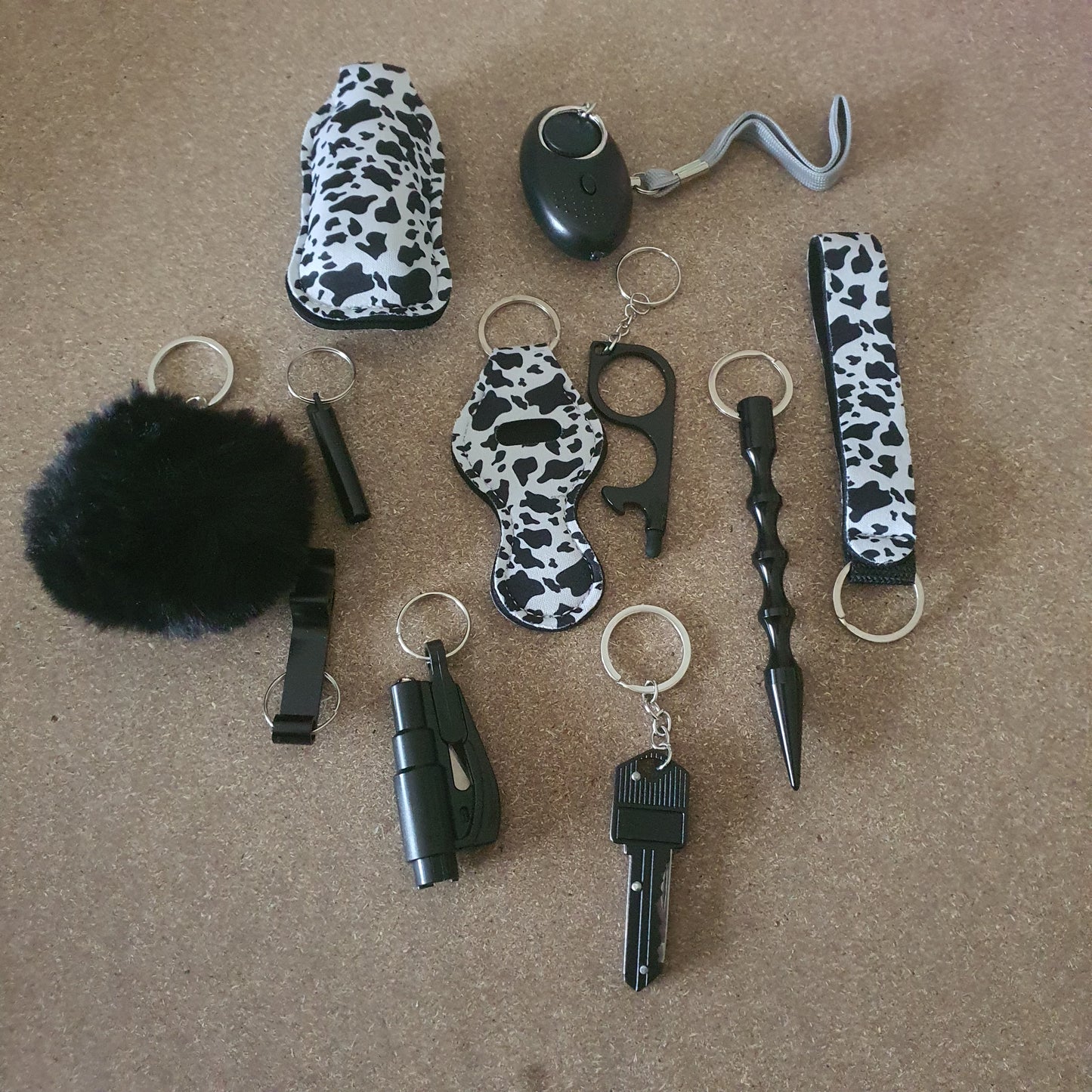 Self - Defense Keychain - Black Cow Print