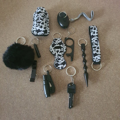 Self - Defense Keychain - Black Cow Print