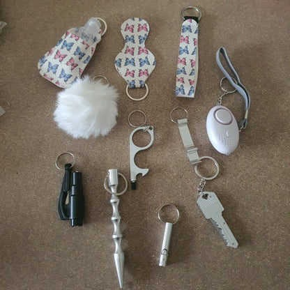 Self-defense Keychain - White Butterflies