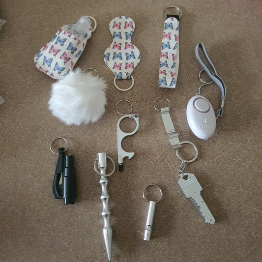 Self-defense Keychain - White Butterflies