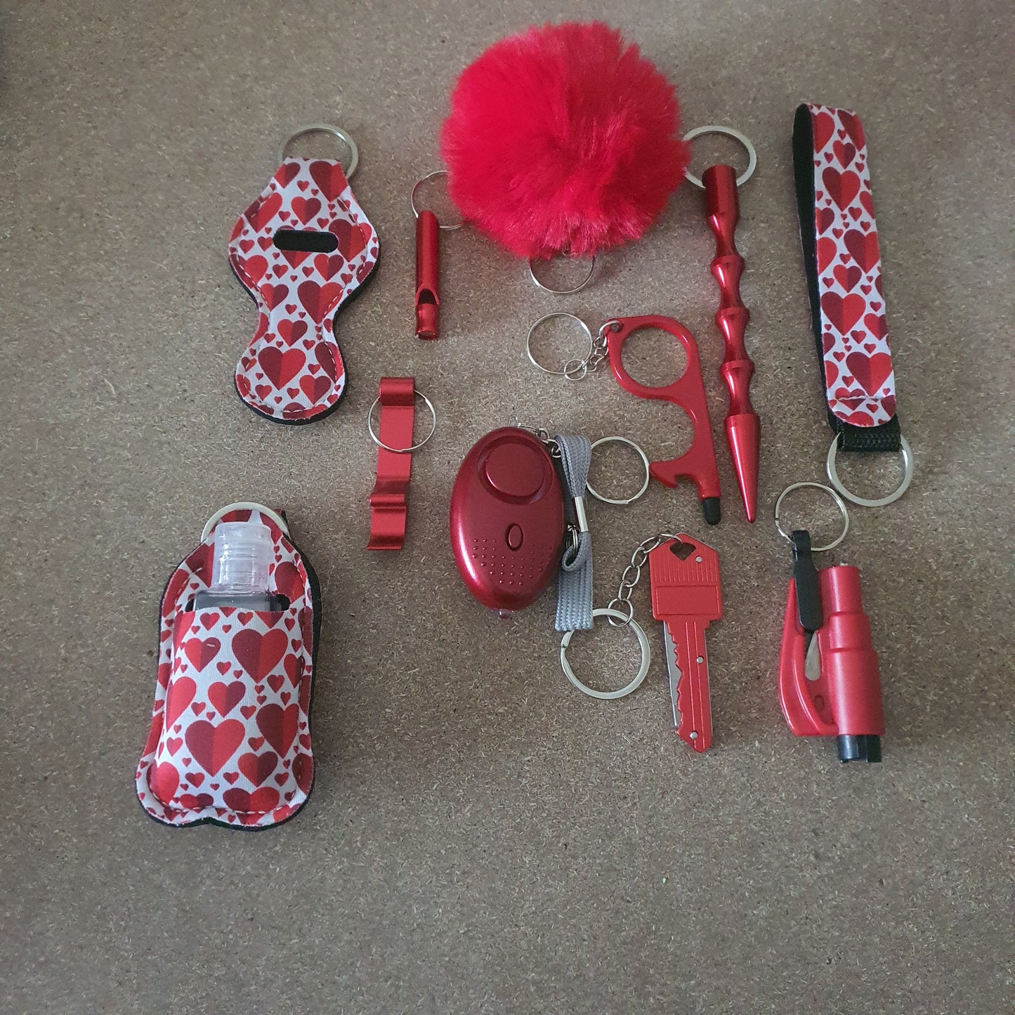 Self-Defense Keychain - Red Hearts