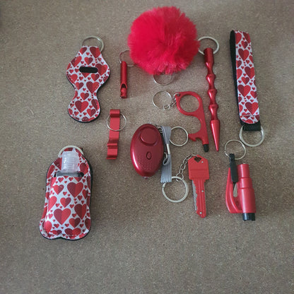 Self-Defense Keychain - Red Hearts