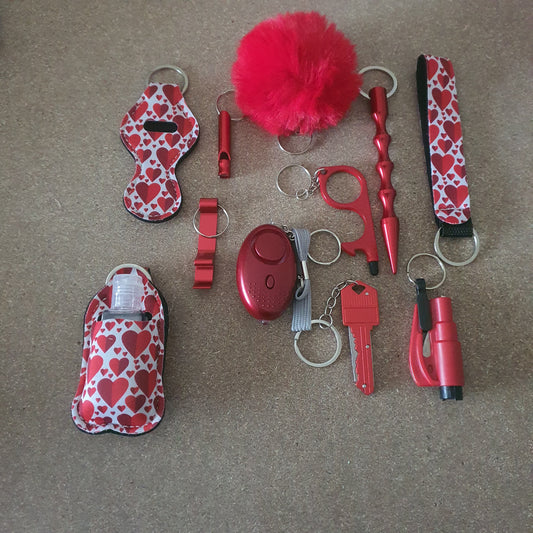 Self-Defense Keychain - Red Hearts